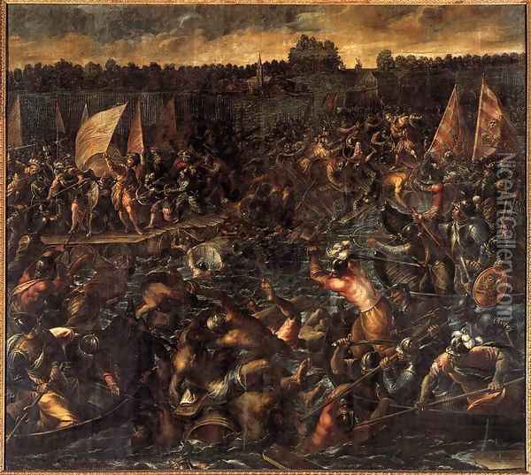 King Pippin's Army Trying to Reach Venice Oil Painting - Andrea Michieli (see Vicentino)
