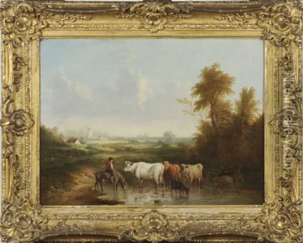 Vaches A L'abreuvoir Oil Painting - Jan Kobell the Younger
