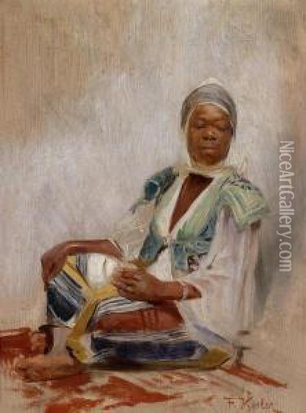 Nubian Woman Resting Oil Painting - Franz Xavier Kosler