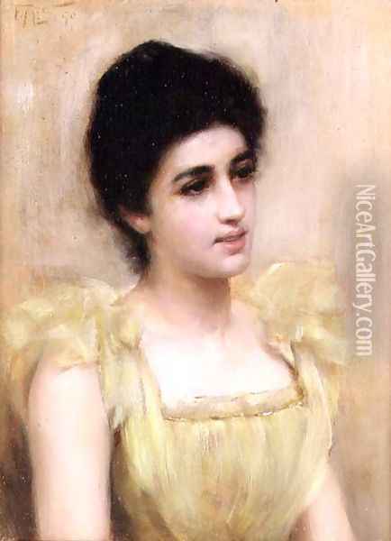 The Yellow Dress, 1890 Oil Painting - Frank Markham Skipworth