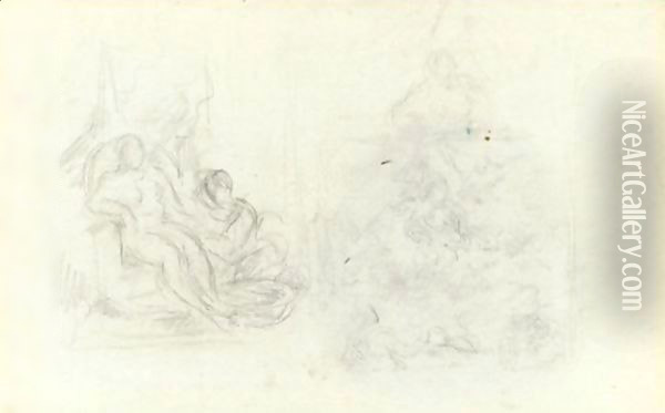 Branches And Etudes De Bathsheba Et L'Eternelle Feminine Oil Painting - Paul Cezanne