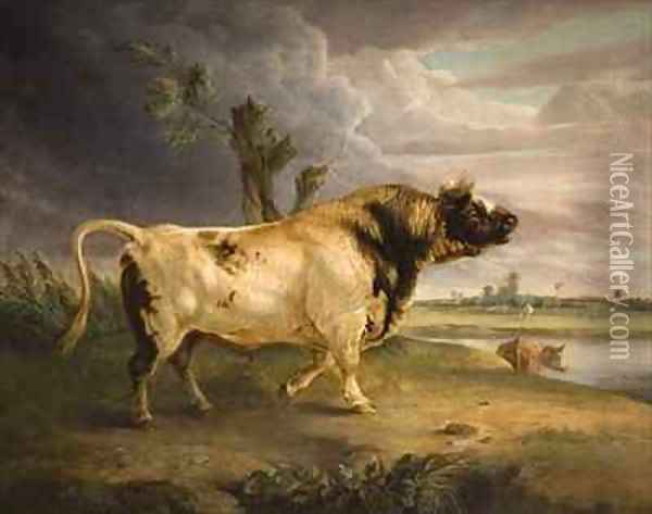 A Bull Oil Painting - Edmund Bristow