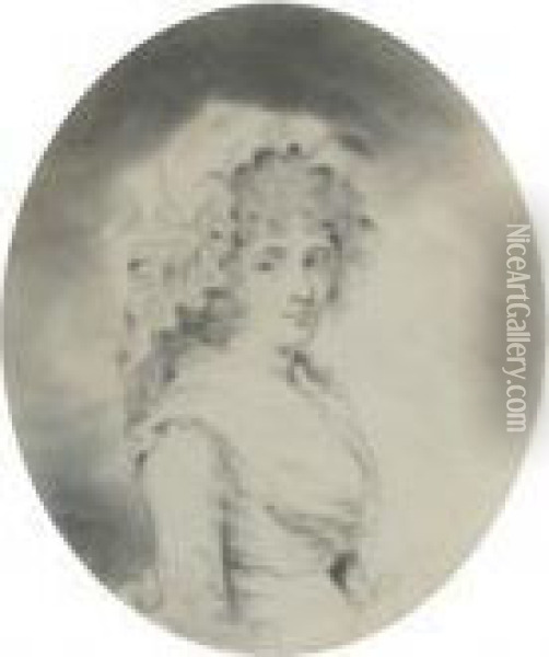 Portrait Of Lady, Half-length, In Profile To The Right Oil Painting - John Downman