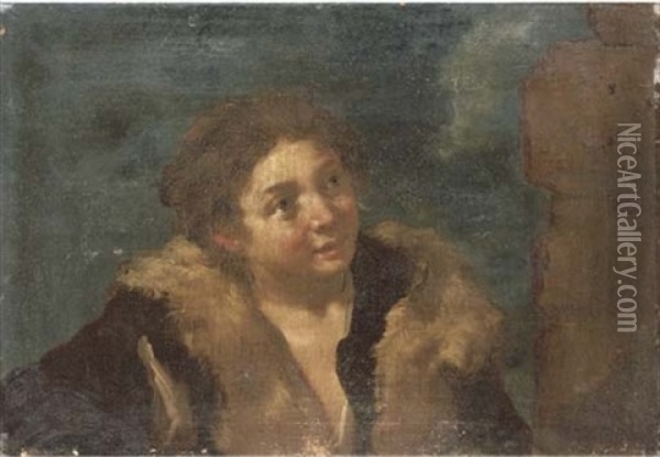A Boy In A Fur-trimmed Coat Oil Painting - Bernhard Keil