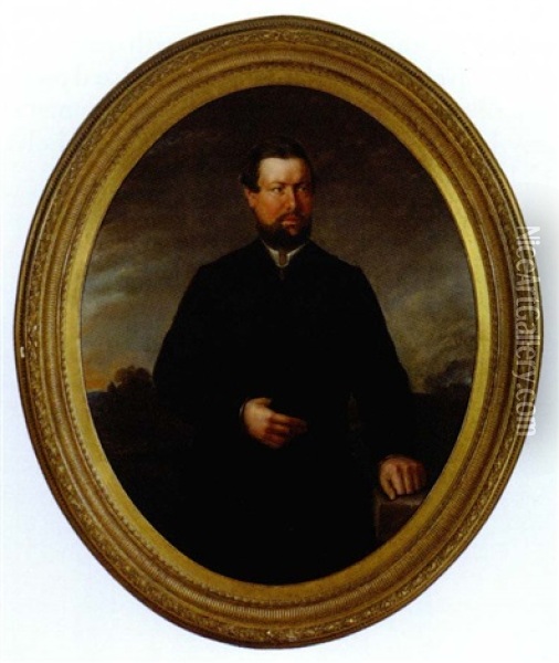 Portrait Of A Gentleman In A Landscape Oil Painting - Carl Friedrich Ludwig Schmid