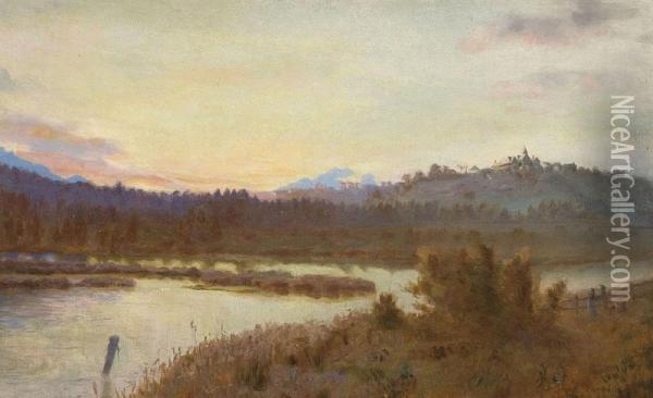 Lake And Mountains Oil Painting - William Charles Piguenit