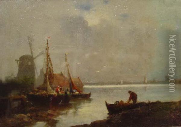 Fischereihafen In Holland Oil Painting - Adolf Kaufmann