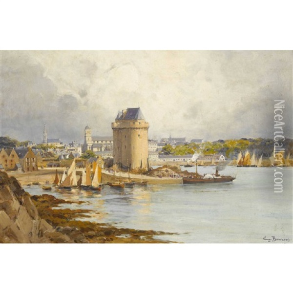 Franzosische Hafenpartie Oil Painting - Eugene Bourgeois