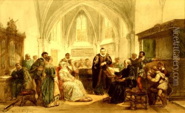 Historische Voorstelling. Gesigneerd En Gedateerd 1864 Oil Painting - Herman Frederik Carel ten Kate