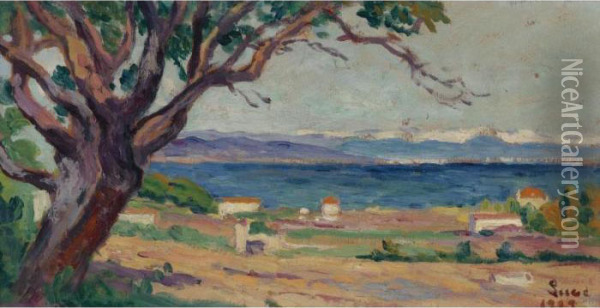 La Baie Des Canebieres A Saint Tropez Oil Painting - Maximilien Luce