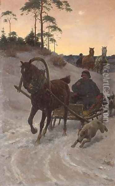 The Sleight Ride Oil Painting - Sigismund Ajdukiewicz