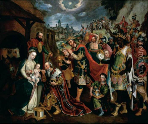 The Adoration Of The Magi Oil Painting - Maarten de Vos
