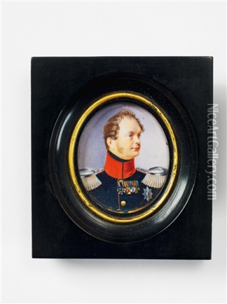A German Portrait Miniature Of Frederick William Iv Of Prussia Oil Painting - Franz Krueger