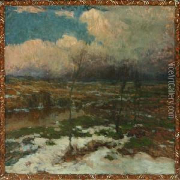 Wintry Landscape Withbog Oil Painting - Joseph Ullmann