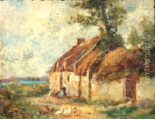 Farmhouse, Brittany Oil Painting - Joseph W. Gies