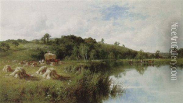 The Thames At Streatley, Oxfordshire Oil Painting - Henry H. Parker