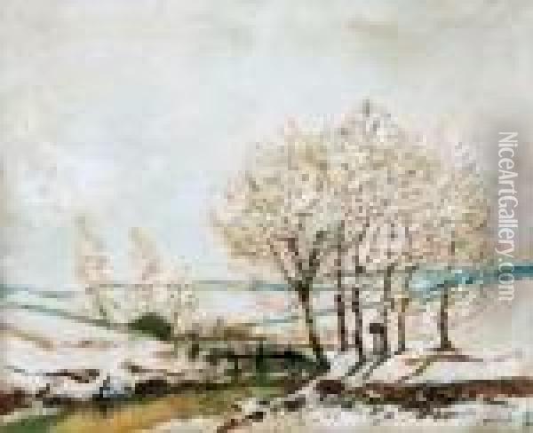 Winter Brookside Oil Painting - Laszlo Mednyanszky