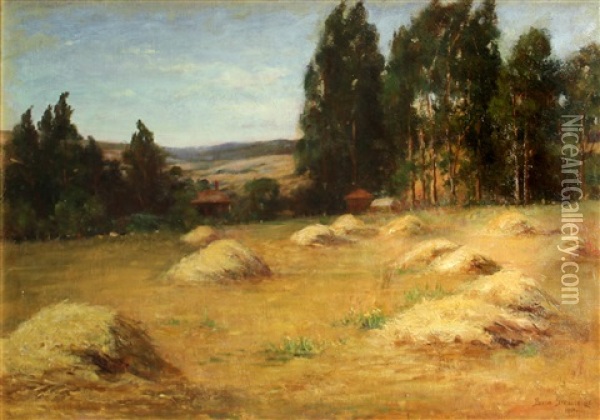 Field Of Hay Oil Painting - Bertha Stringer Lee