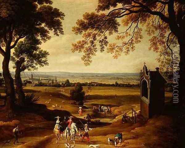 Landscape with Brussels in the distance Oil Painting - Theodore van Heil