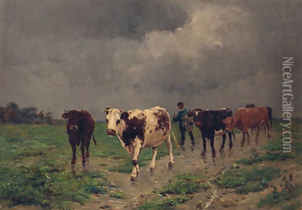 The Way Home Oil Painting - Victor-Jean-Baptiste-Barthelemy Binet