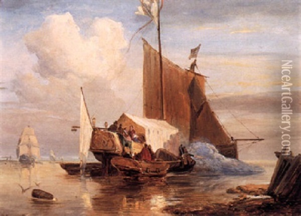 Shipping In A Calm Oil Painting - Wijnand Jan Joseph Nuyen