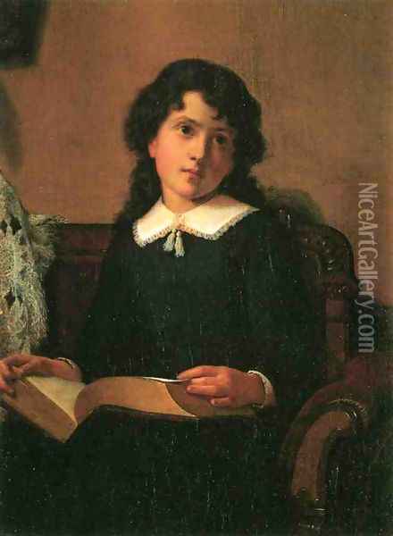 Portrait of a Young Woman Oil Painting - Lemuel Everett Wilmarth