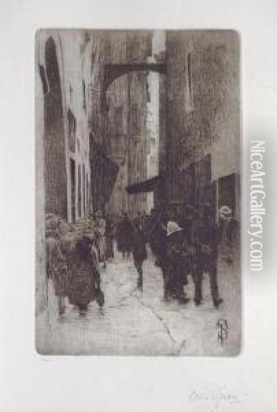 Il Ghetto: Piazza Della Fratellanza Oil Painting - Telemaco Signorini
