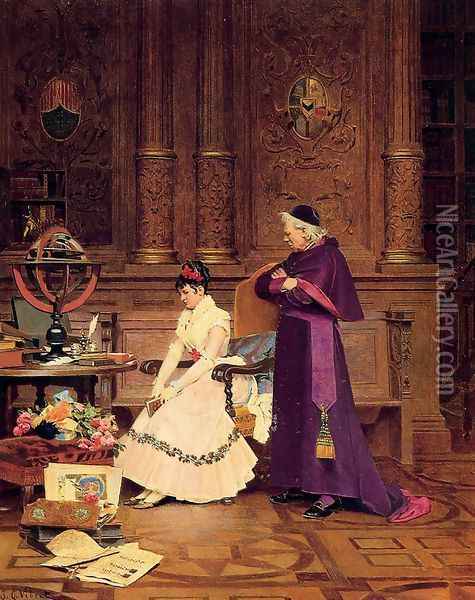 The Reprimand Oil Painting - Jehan Georges Vibert