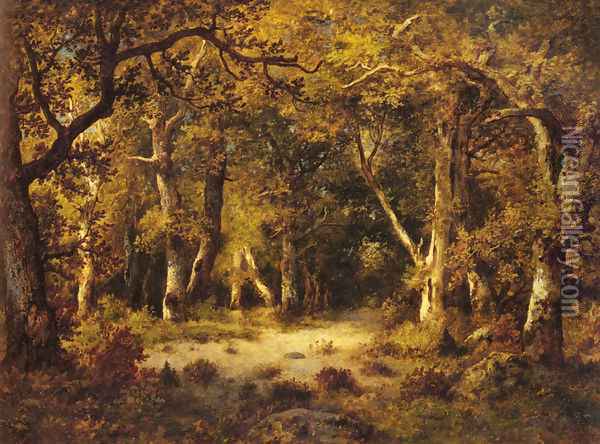 En foret de Fontainebleau Oil Painting - Narcisse-Virgile Diaz de la Pena