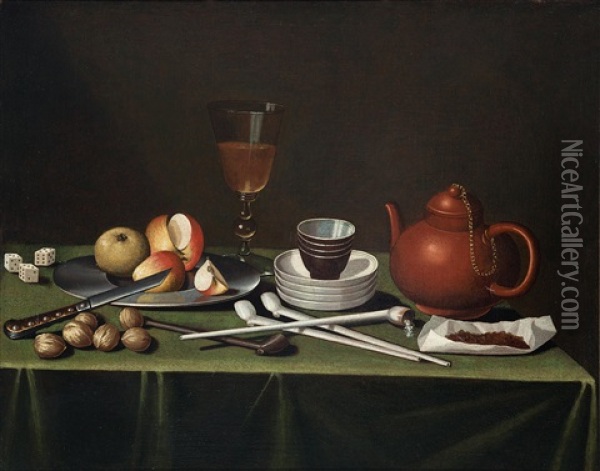 Stillleben Mit Fruchten Und Raucherutensilien Oil Painting - Pieter Gerritsz van Roestraten