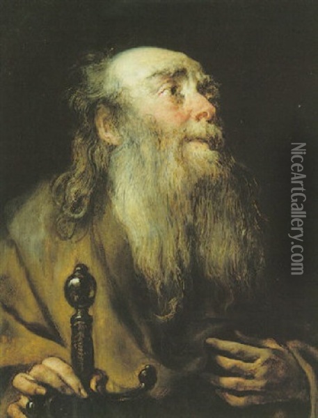 Portrait Of A Beardedman (saint Paul?) Oil Painting - Jan Cossiers