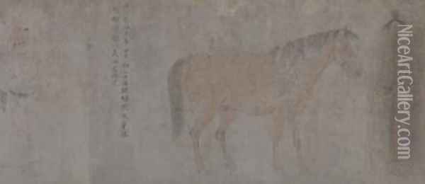 Detail of Five Tribute Horses 5 Oil Painting - Gonglin Li
