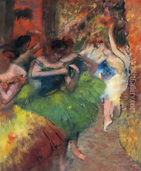 Dancers in the Wings II Oil Painting - Edgar Degas