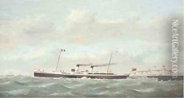 The cross-Channel paddlesteamer Rouen leaving Newhaven for Dieppe Oil Painting - George Mears