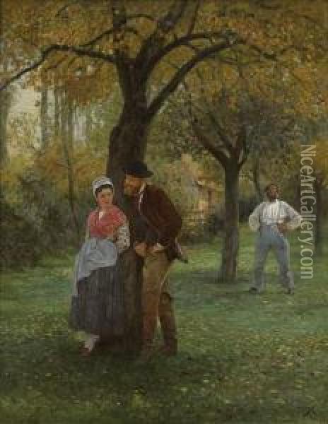 Les Amoureux Surpris Oil Painting - Edmond A. Rudaux