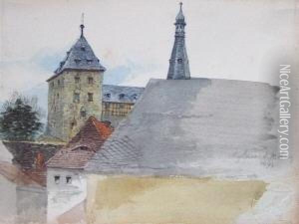 Burg Mylau Im Vogtland Oil Painting - August Friedrich Schlegel