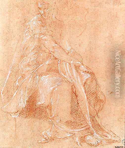A seated Figure turned to the right Oil Painting - Francesco Primaticcio
