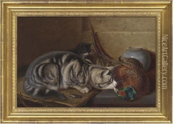Cats In The Game Larder Oil Painting - Horatio Henry Couldery