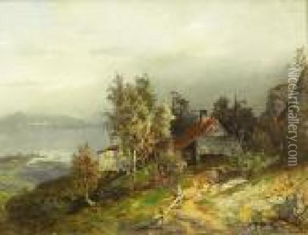 Kystparti Med Smabruk 1868 Oil Painting - Georg Anton Rasmussen