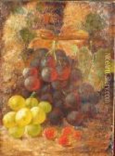 A Still Life With Grapes And Raspberries Oil Painting - Oliver Clare