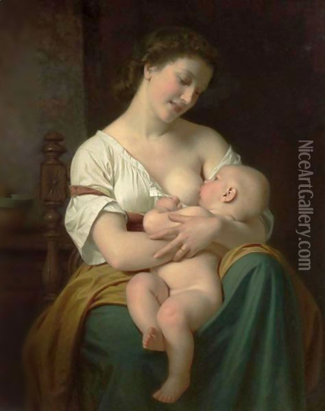 Mother And Child Oil Painting - Hugues Merle