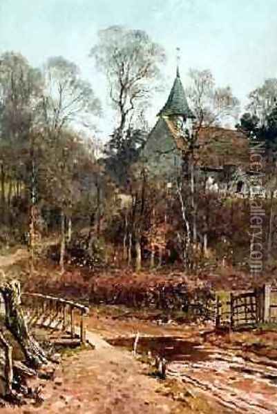 Round My House Pyrford Church, 1880-86 Oil Painting - Harry Sutton Palmer