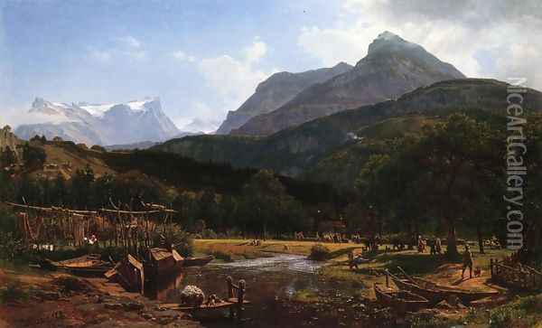 View near Lake Lucerne Oil Painting - Thomas Worthington Whittredge