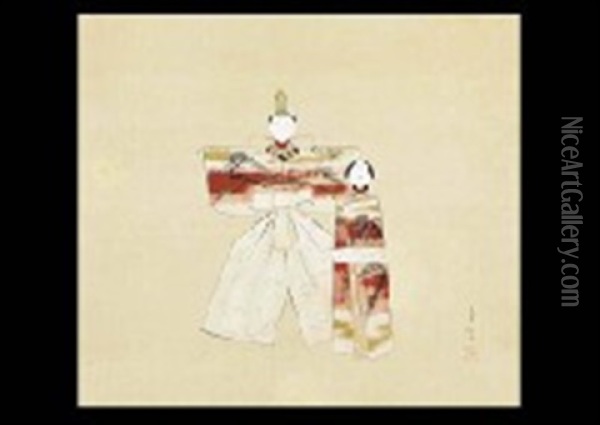 Standing Hina Oil Painting - Shuho Yamakawa