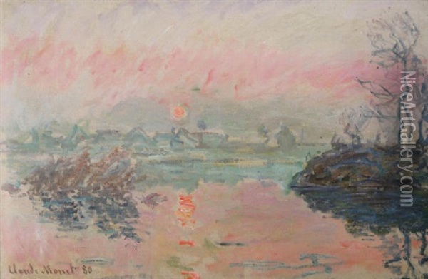 Coucher De Soleil A Lavacourt Oil Painting - Claude Monet
