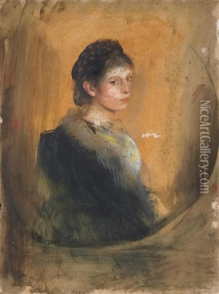 Portrat Prinzessin Adelgunde (+ Portrat Grafin Mog, Verso) (+ 2 Others; 3 Studies) Oil Painting - Franz Seraph von Lenbach