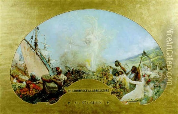 Les Beaux-arts, Les Sciences, Le Commerce, L'agriculture, Travail Et Industrie Oil Painting - Georges Jules Victor Clairin