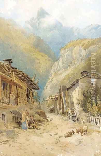 The 'Dent du Midi', Switzerland Oil Painting - Nathaniel Everett Green