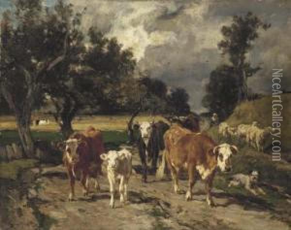 The Approaching Storm Oil Painting - Emile van Marcke de Lummen