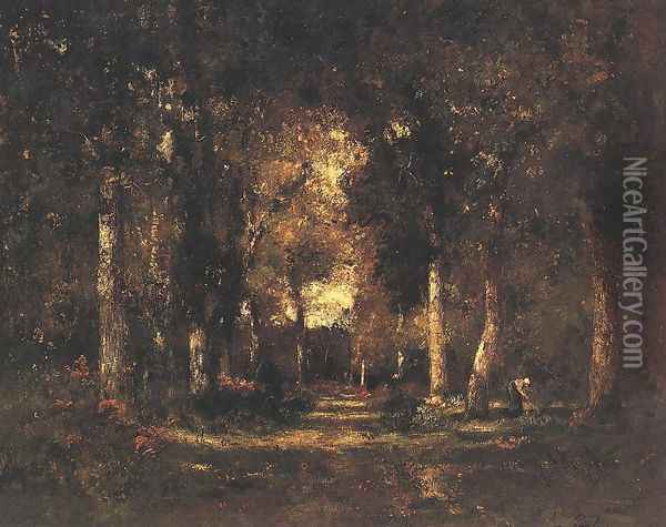 Autumnal Mood Inside of Forest c. 1875 Oil Painting - Laszlo Paal